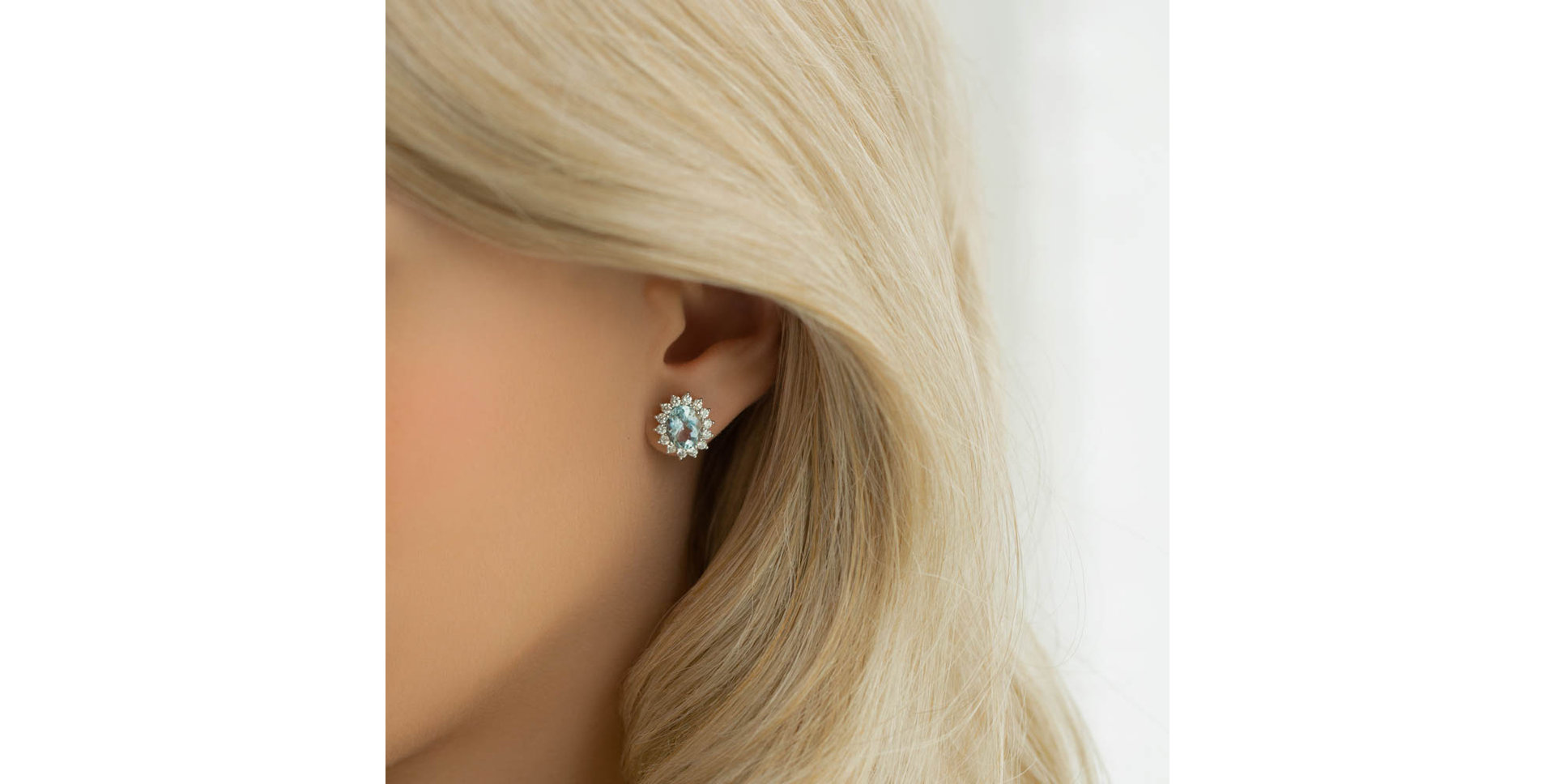 Diamond earrings with Aquamarine Princess Sparkle
