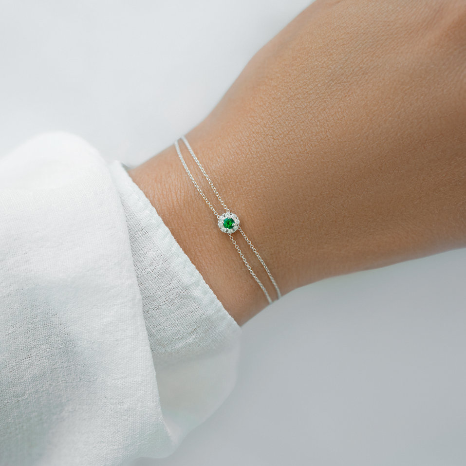 Diamonds bracelet with Emerald Aryalle