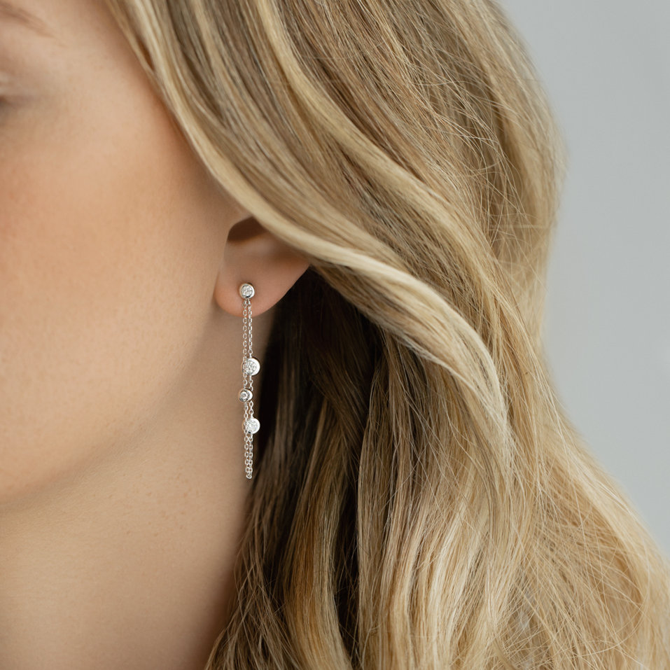 14ct white gold diamond earrings Diamond earrings Drops Waterfall