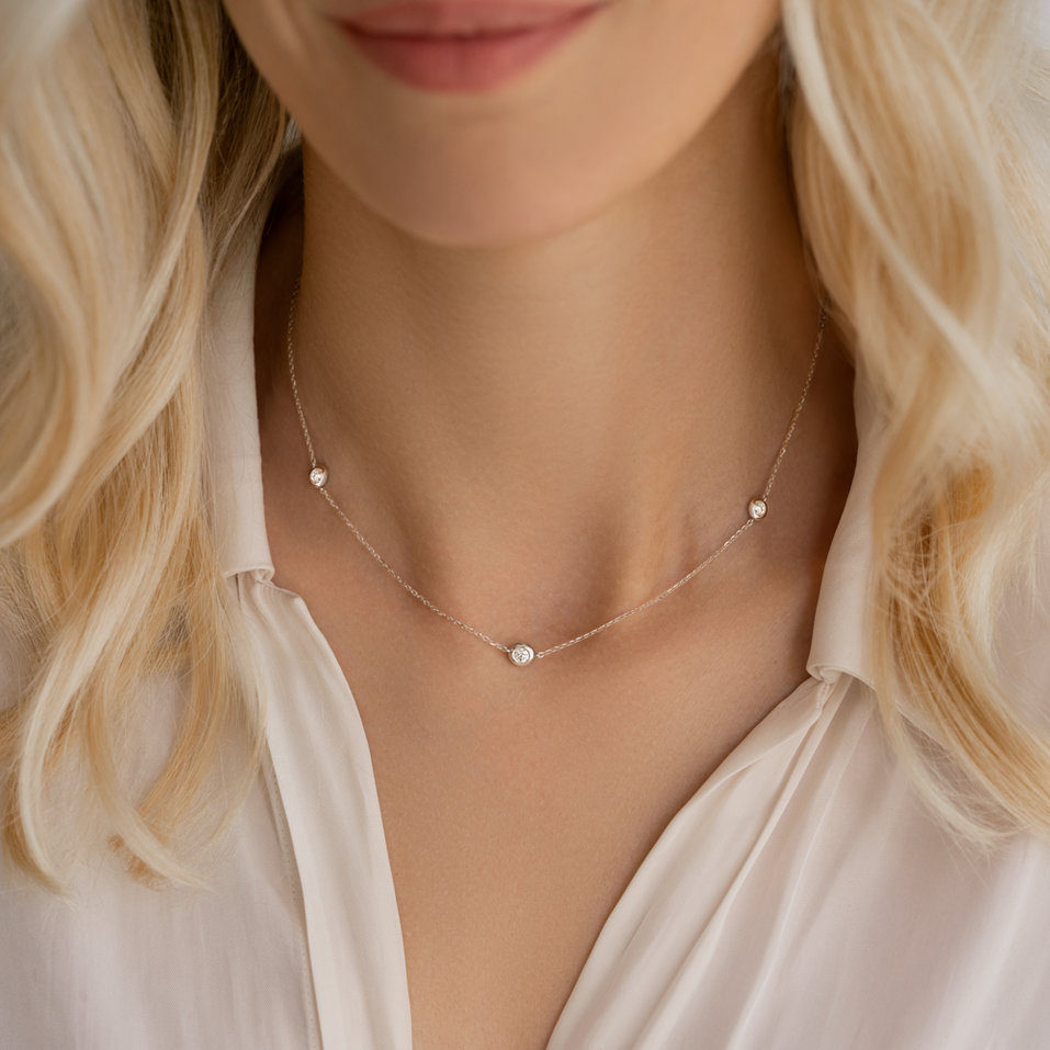 14ct white gold diamond necklace Atervi