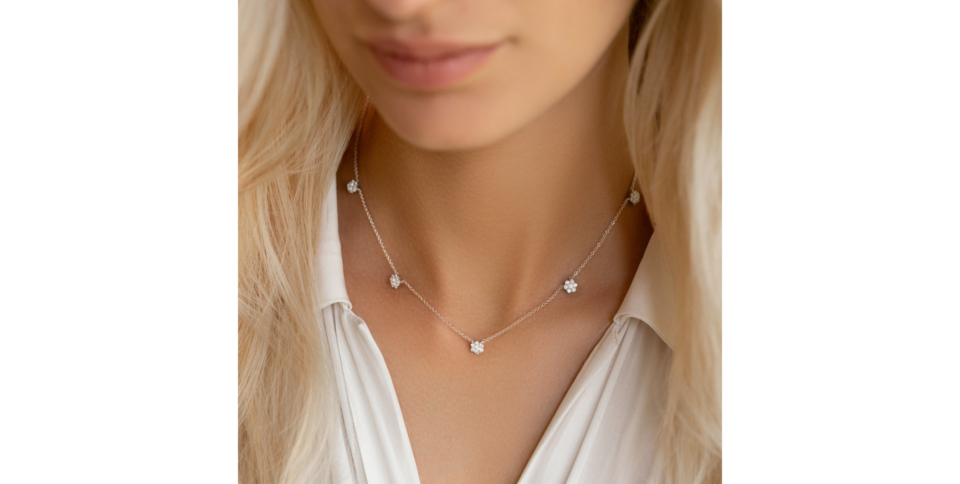 14ct white gold diamond necklace Serene Night