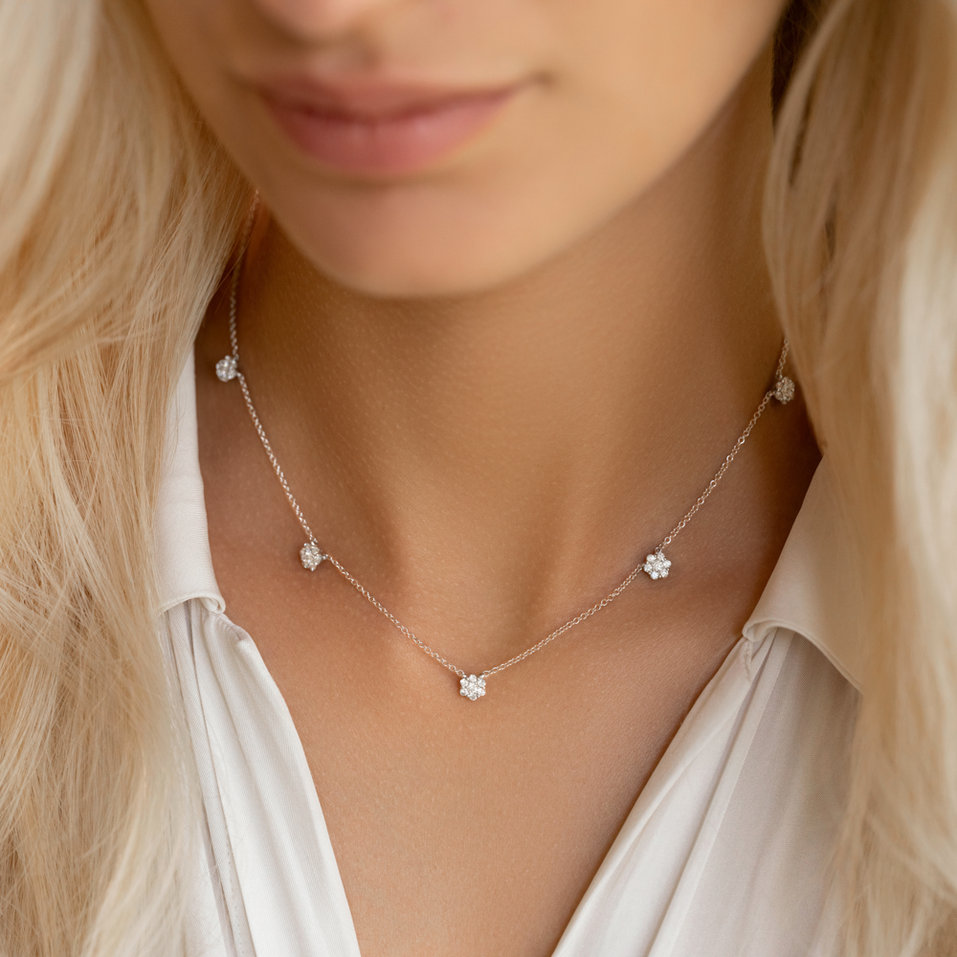 14ct white gold diamond necklace Serene Night