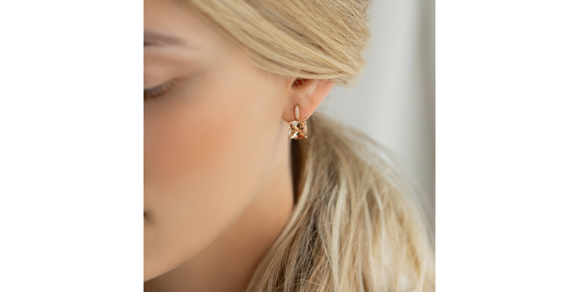 Diamond earrings with Morganite True Faith