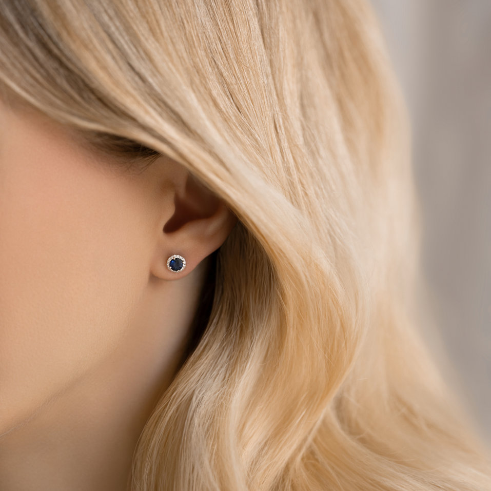 Diamond earrings with Sapphire Rimmon