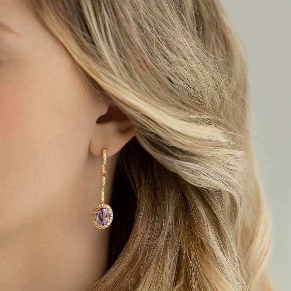 Diamond earrings with Amethyst Celosia