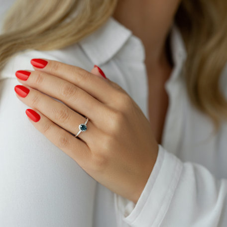 Diamond ring with Sapphire Mystic Mirage