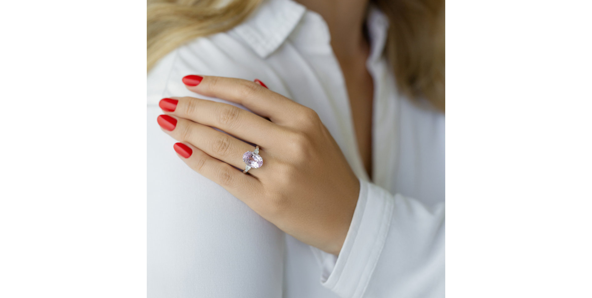 14ct white gold diamond ring with kunzit Fiona