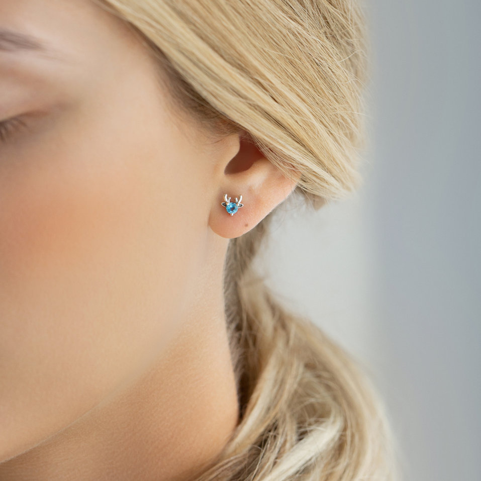 Earrings with Topaz Swiss The Deer