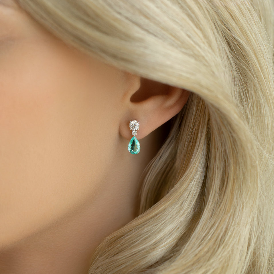 Diamond earrings with Paraiba Eternal Secret