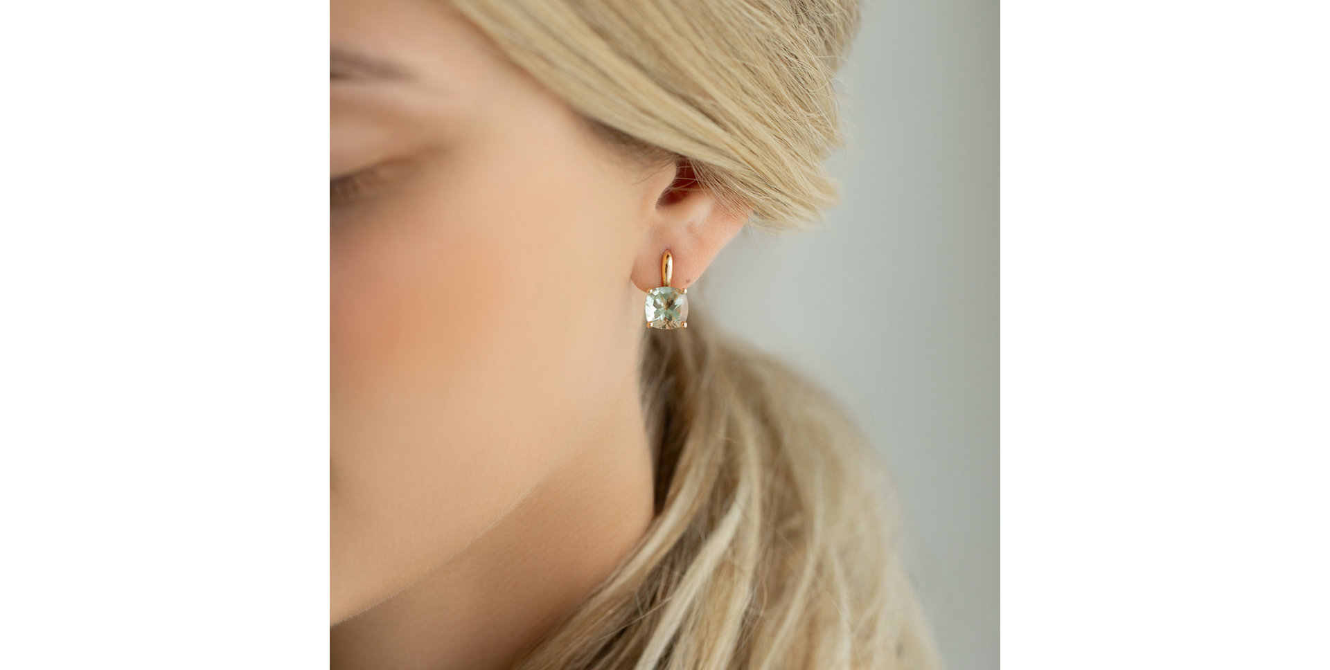 Earrings with Amethyst Green Moon