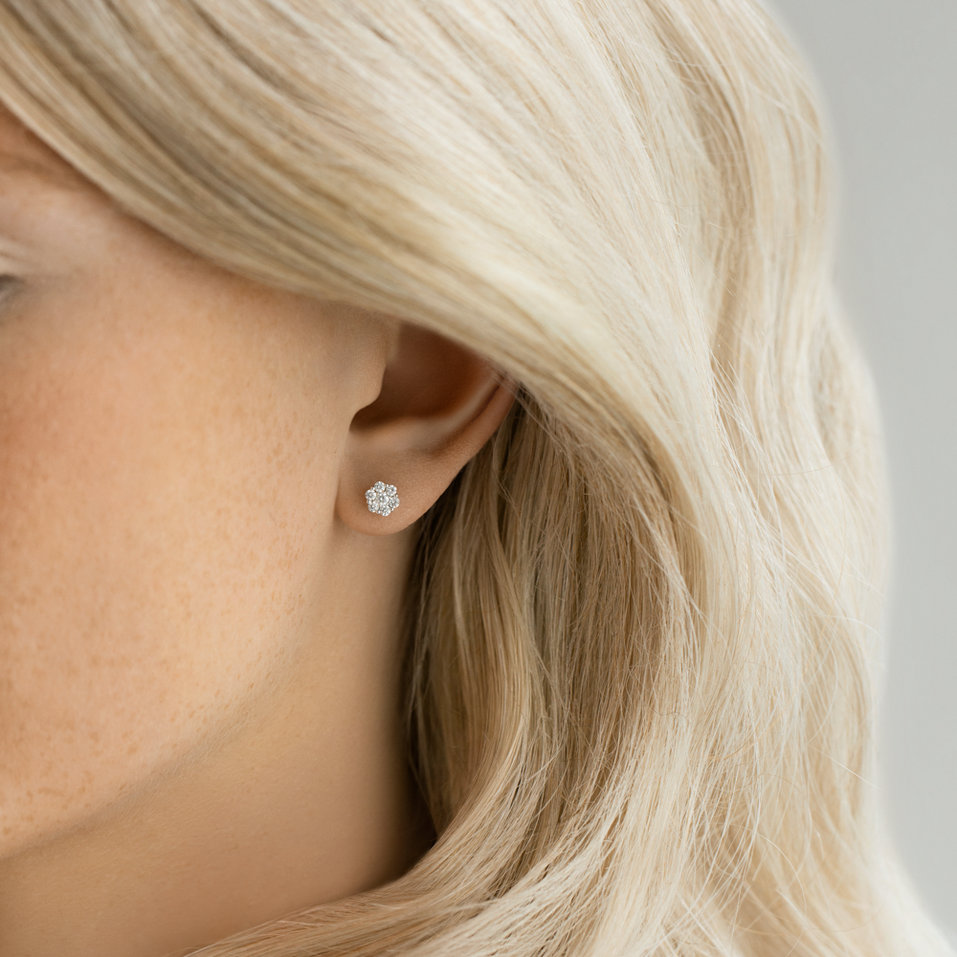 14ct white gold diamond earrings Diamond earrings Shiny Constellation