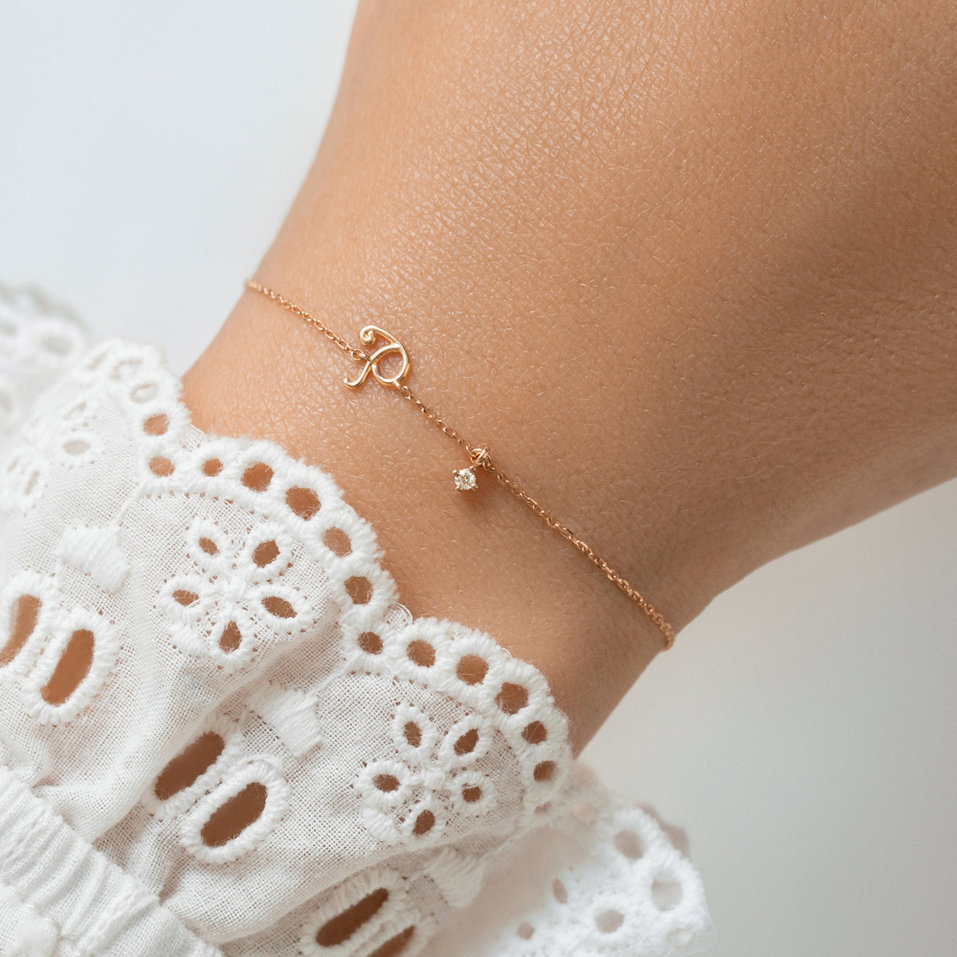 Diamond bracelet Curly Letter I