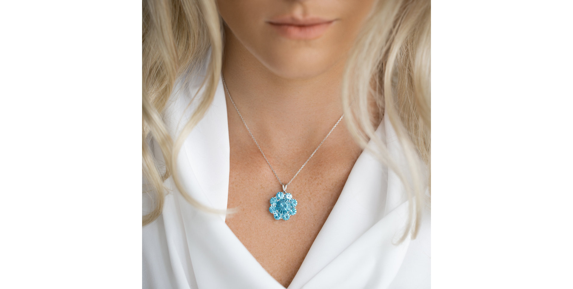 14ct white gold pendant with Topaz Swiss Airasti