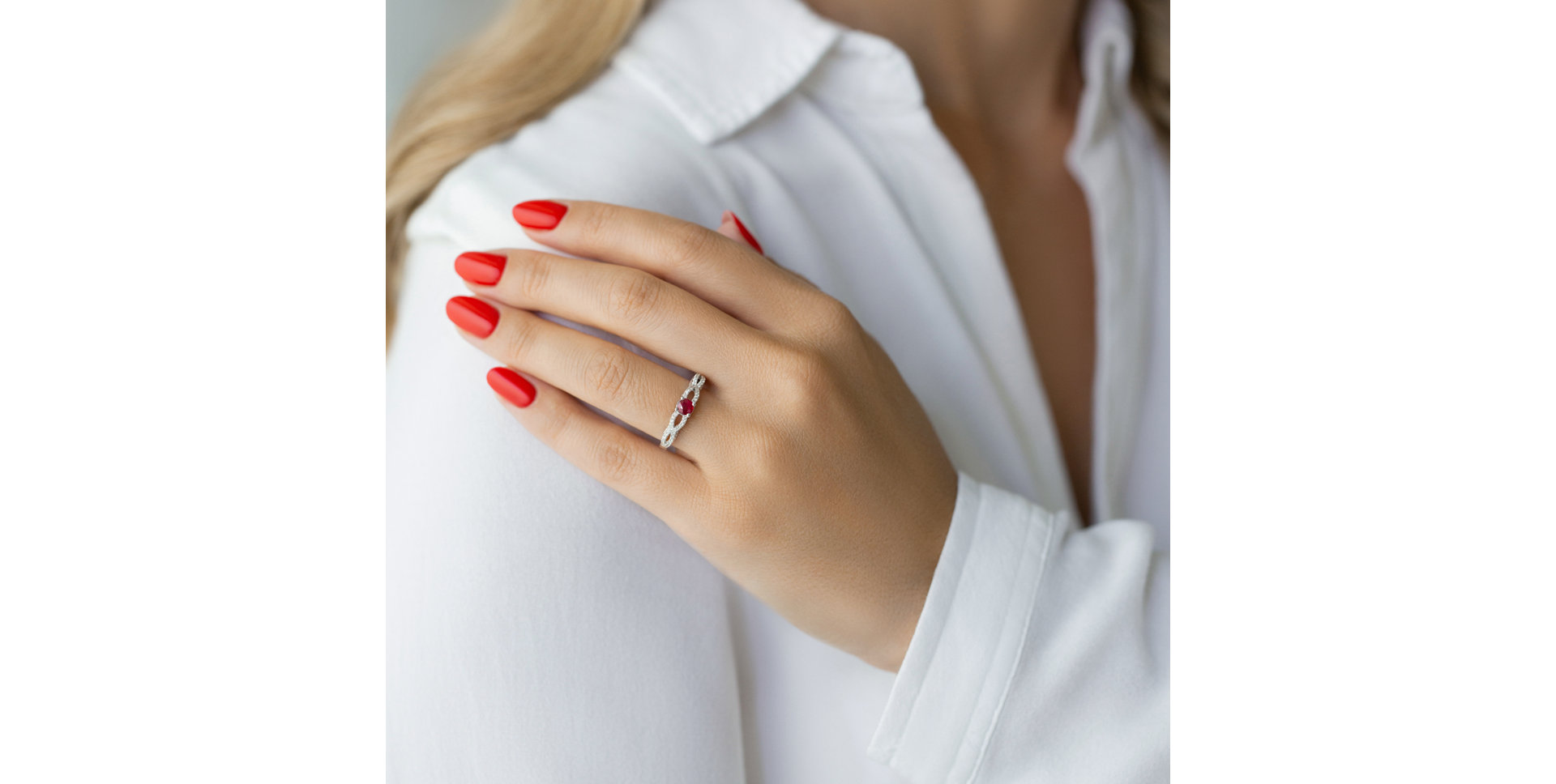 Diamond ring with Ruby Blazing Heart