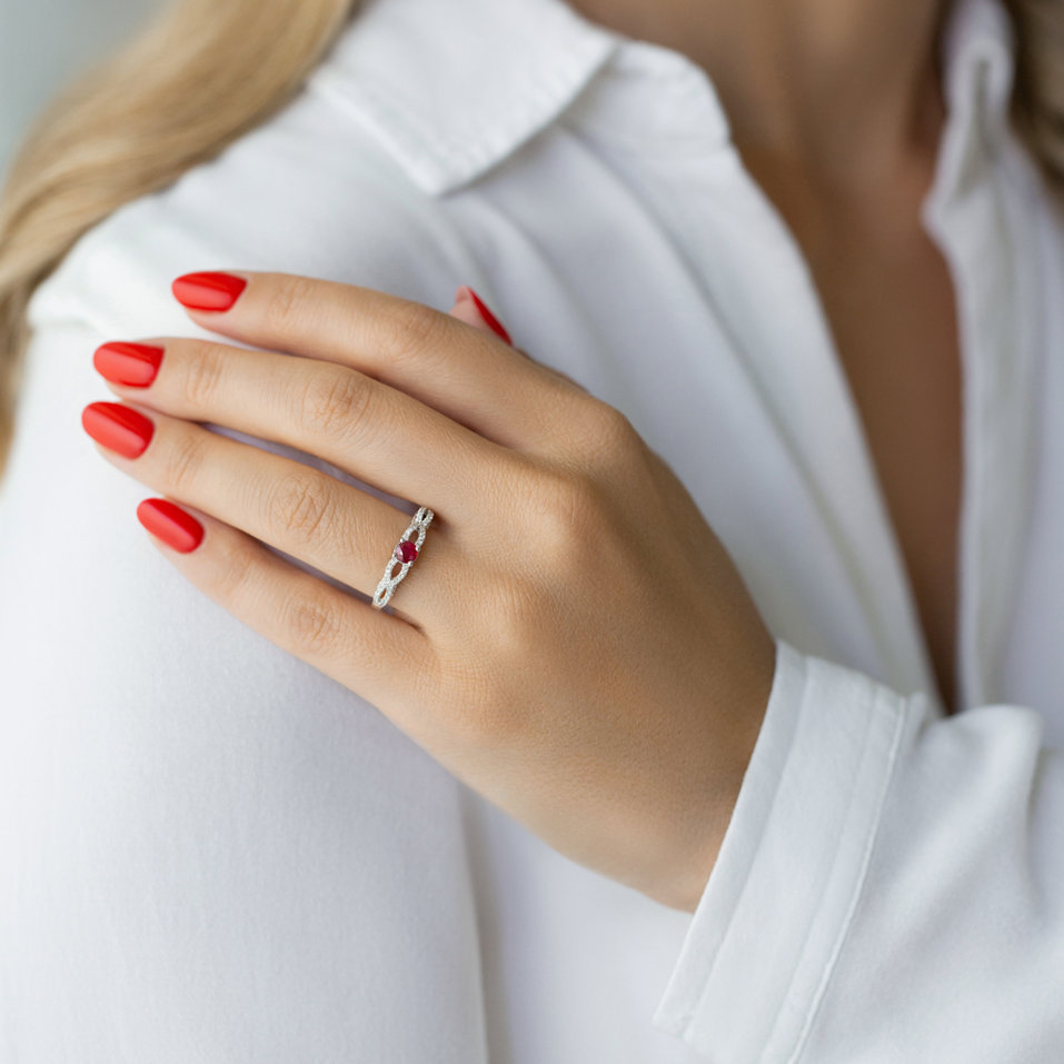 Diamond ring with Ruby Blazing Heart