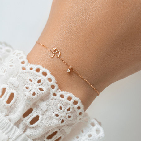 Diamond bracelet Curly Letter T