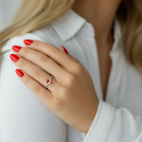 Diamond ring with Tourmaline Rosy Reverie