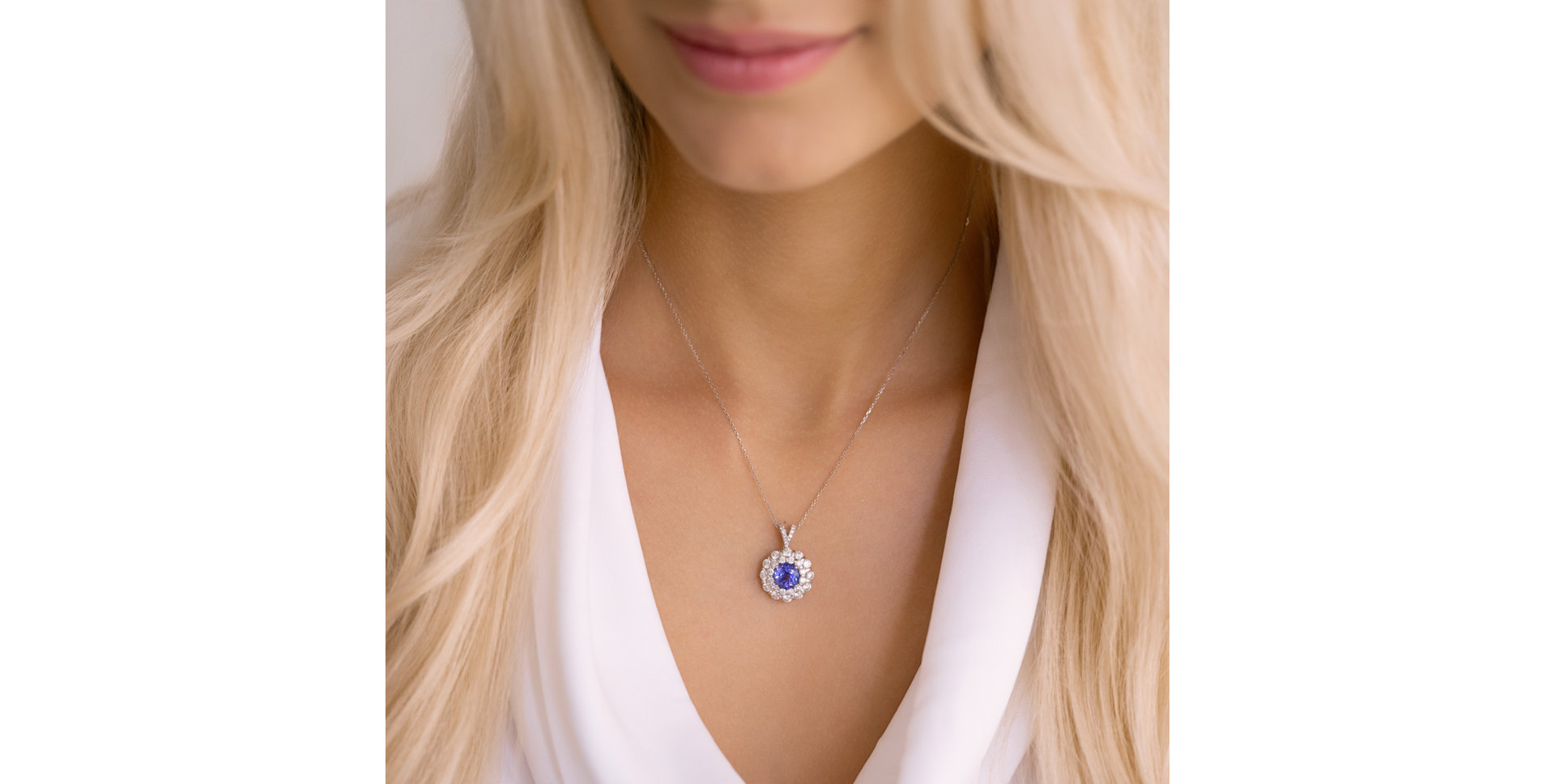 Diamond necklace with Tanzanite Celestial glow