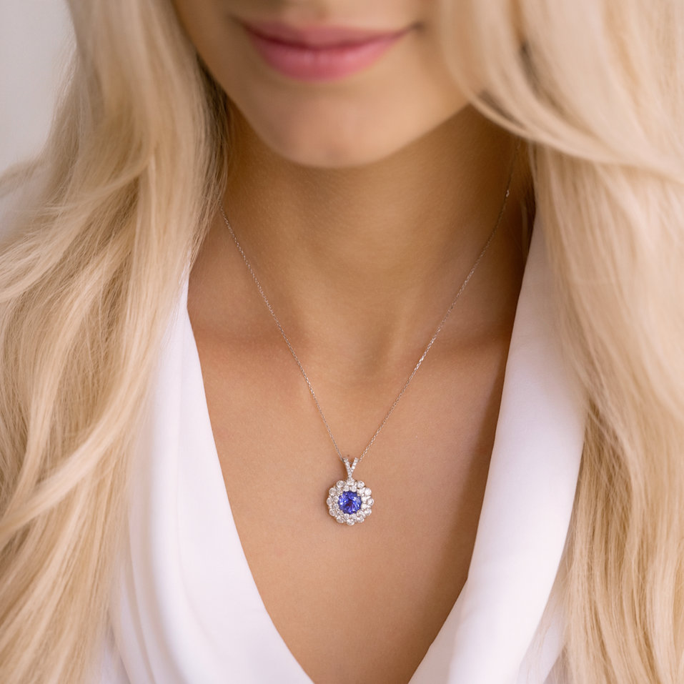 Diamond necklace with Tanzanite Celestial glow