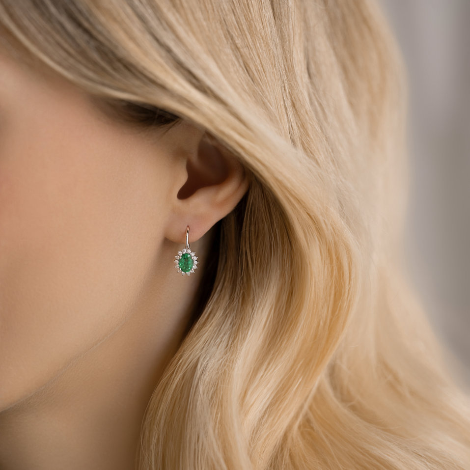 Diamond earrings with Emerald Princess Sparkle