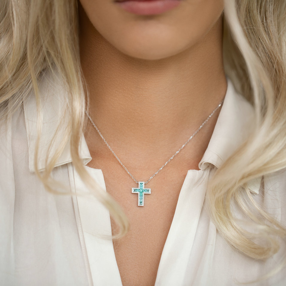 Necklace with Paraiba Cross Charm