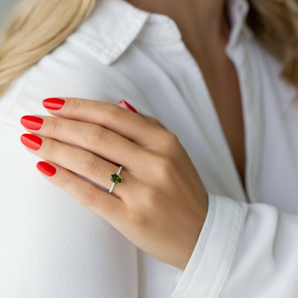 Diamond ring with Tourmaline Touch of Shine