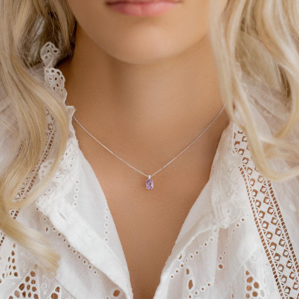 Náhrdelník s diamanty a rhodolitem Aurora