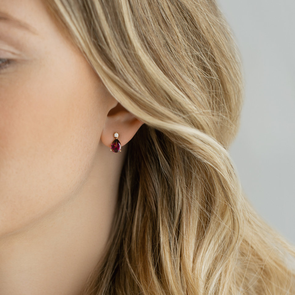 Diamond earrings with Rhodolite Galatea