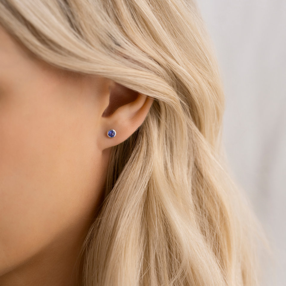 Earrings with Tanzanite Shiny Dots