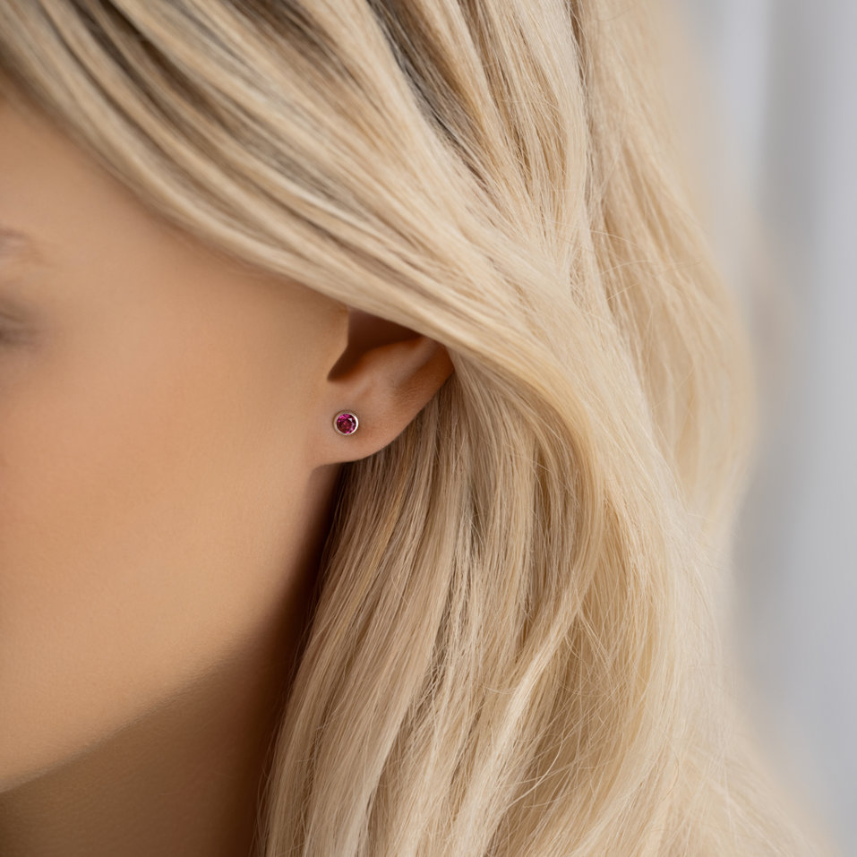 Earrings with Rhodolite Shiny Dots