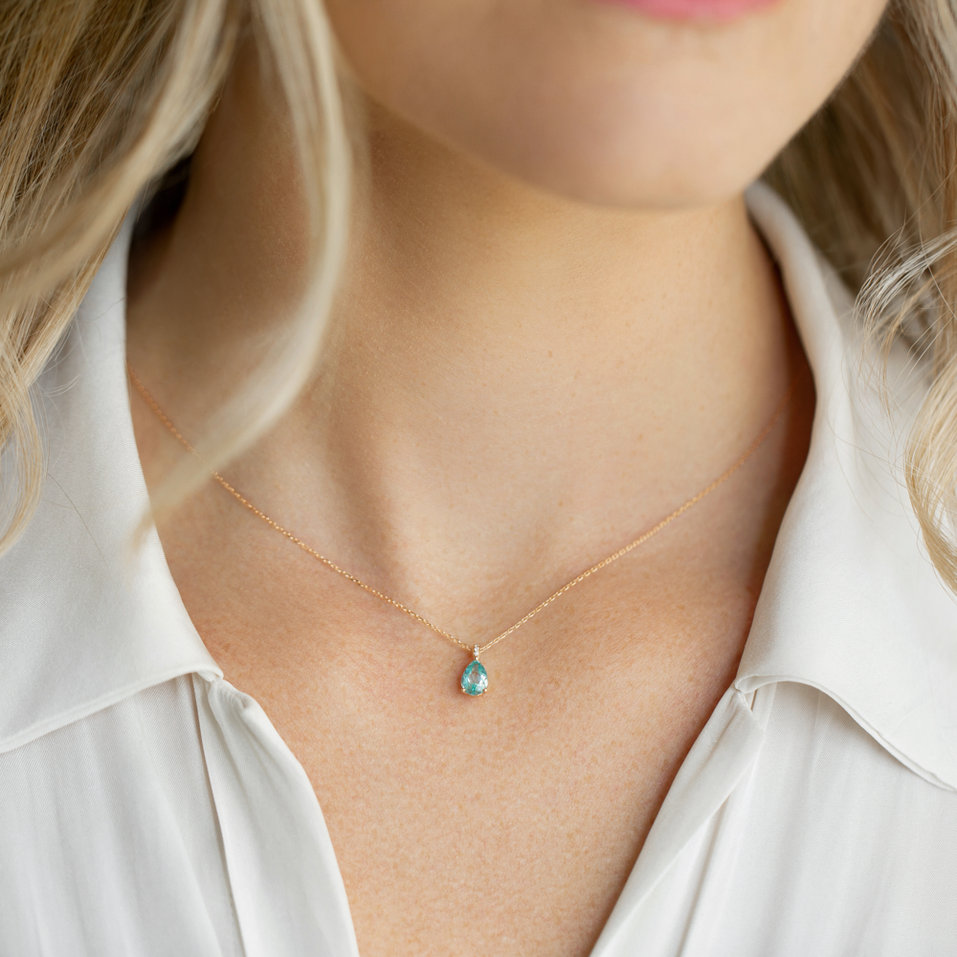 Diamond necklace with Apatit Tearfall