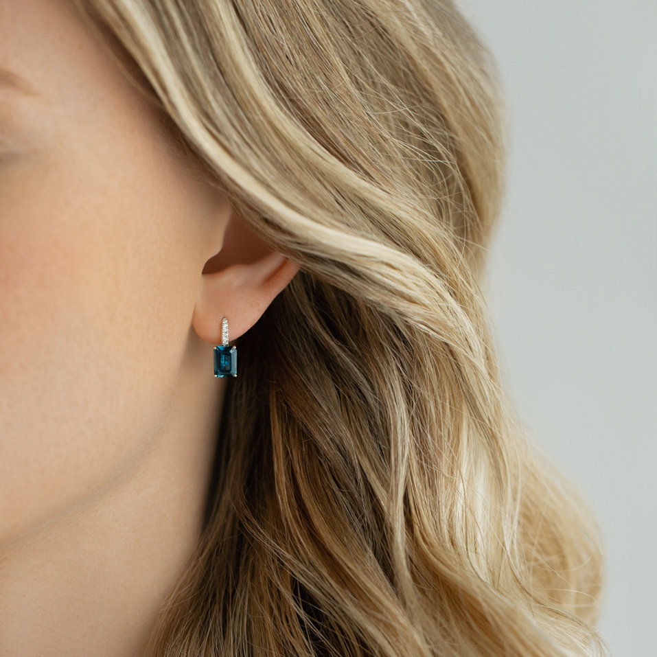 Diamond earrings with Topaz Carlotta