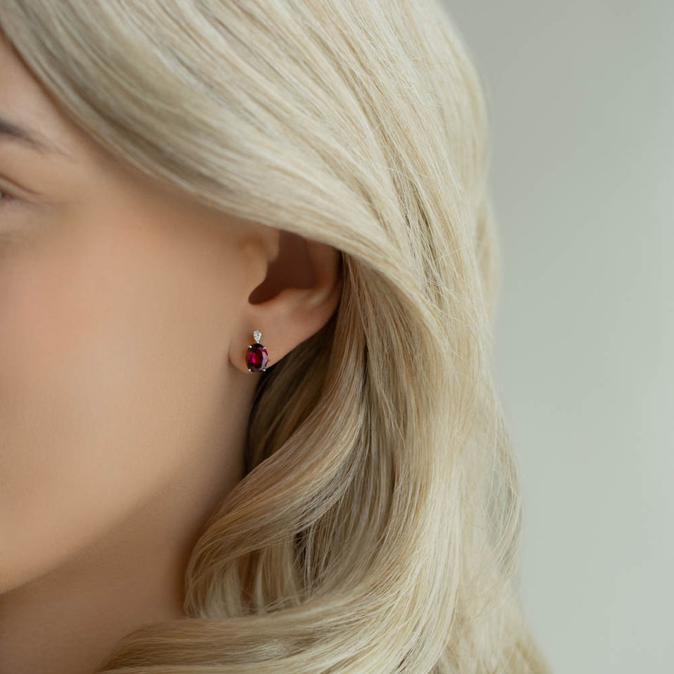 Diamond earrings with Topaz Royal Aura