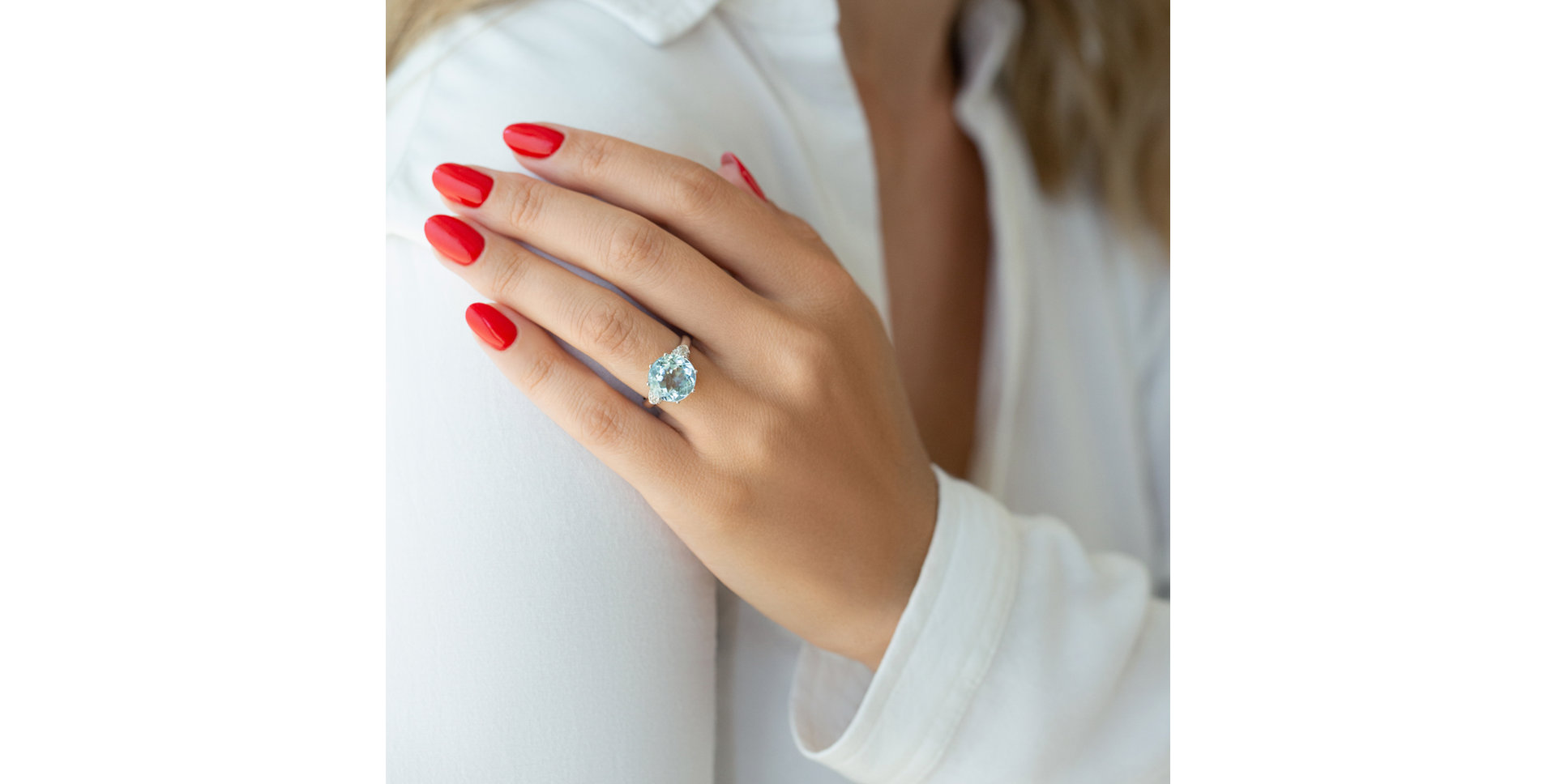 Diamond ring with Aquamarine Caribbean Charm