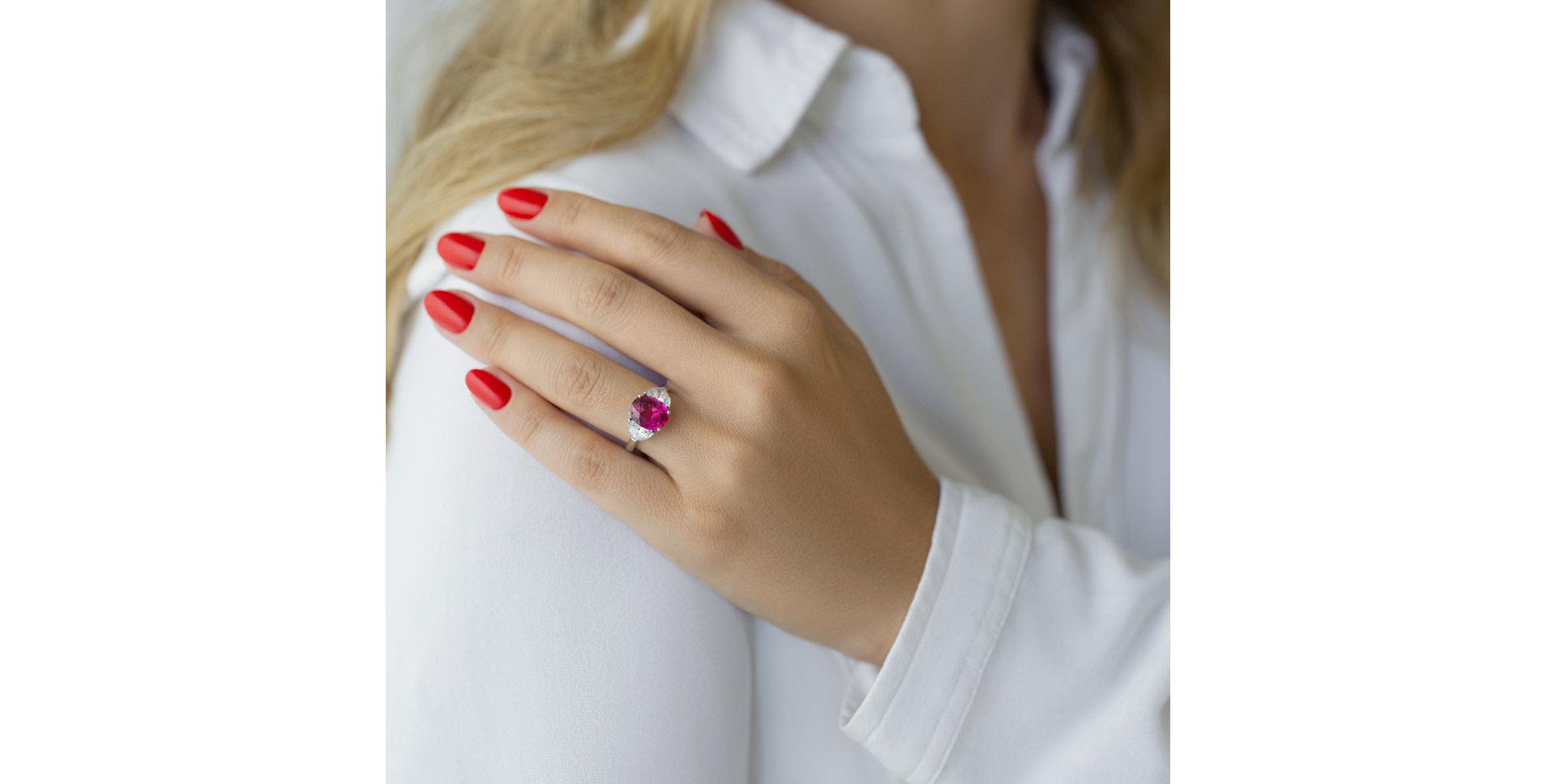 Diamond ring with Tourmaline Dynasty Gem