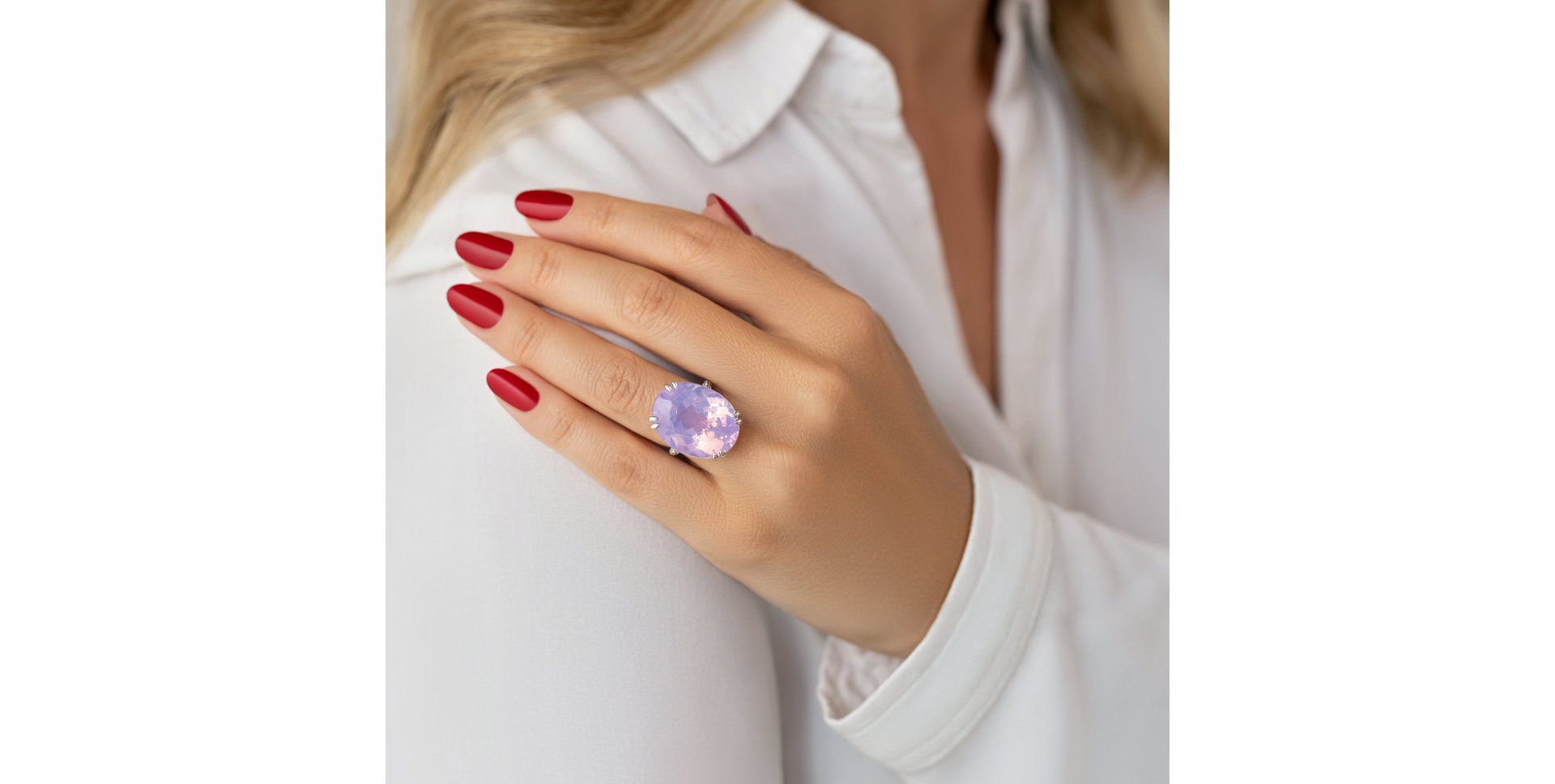 Diamond ring with Amethyst Lavender Dream
