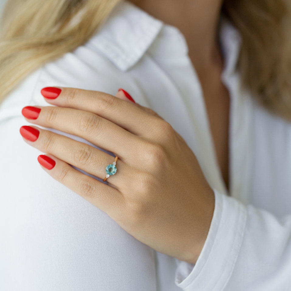 Diamond ring with Apatite Royal Oasis