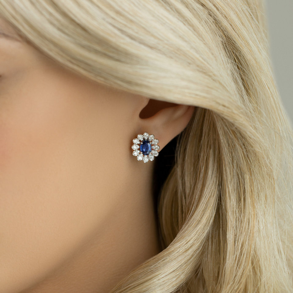 Diamond earrings with Sapphire Floral Treasure