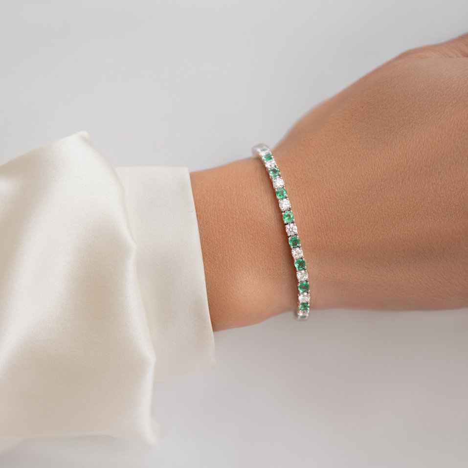 Diamond bracelet with Emerald Mystic Tide
