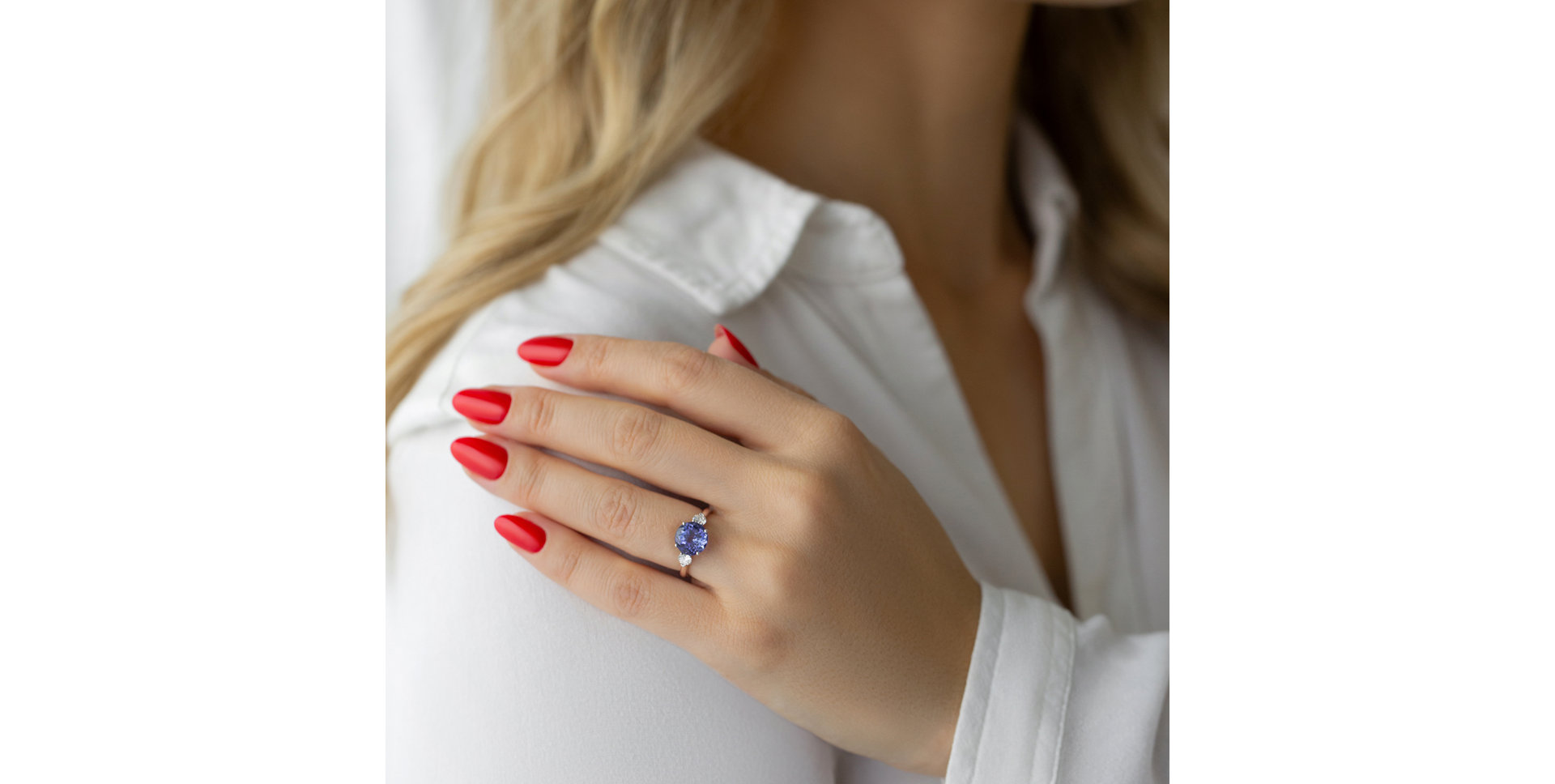 Diamond ring with Tanzanite Whispers of the Moonlight