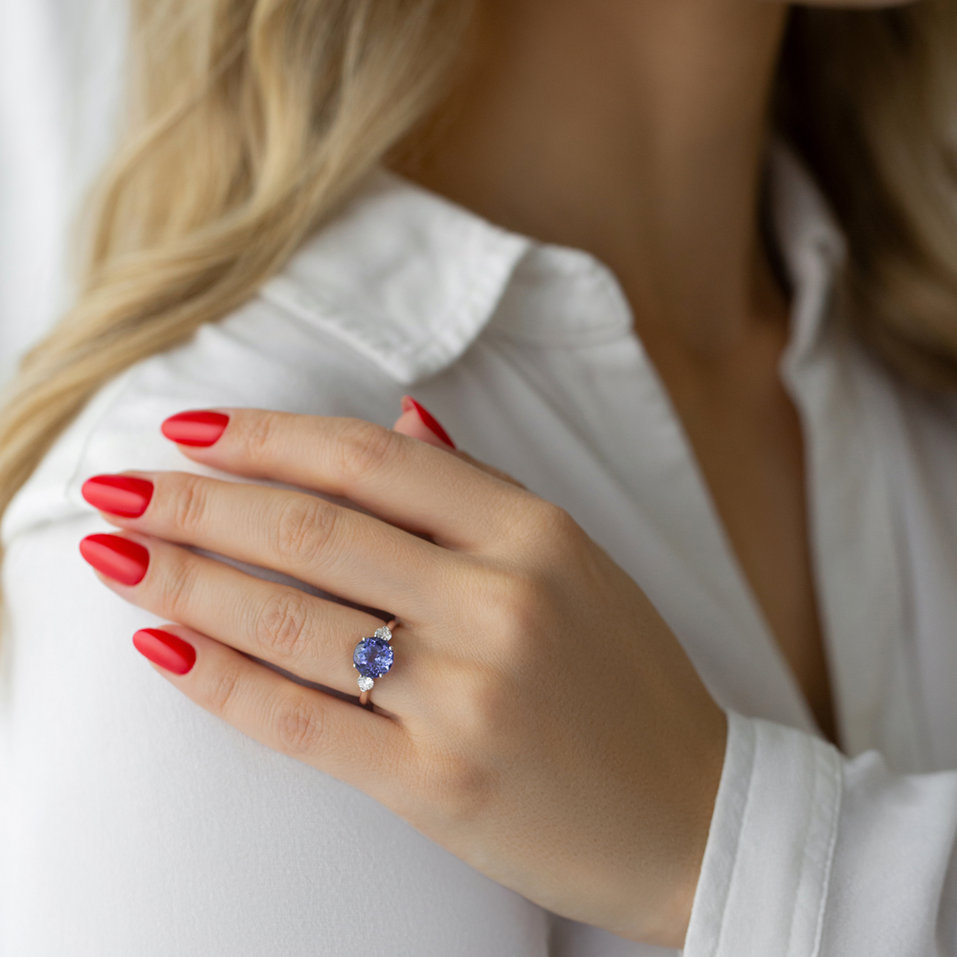 Diamond ring with Tanzanite Whispers of the Moonlight