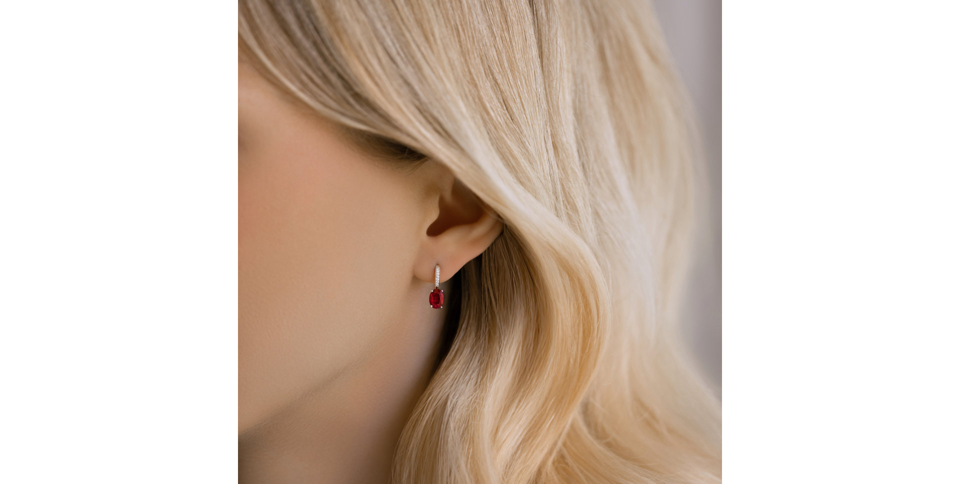 Diamond earrings with Ruby Lucrezia