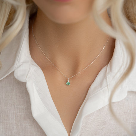 Diamond necklace with Topaz Midnight Serenity
