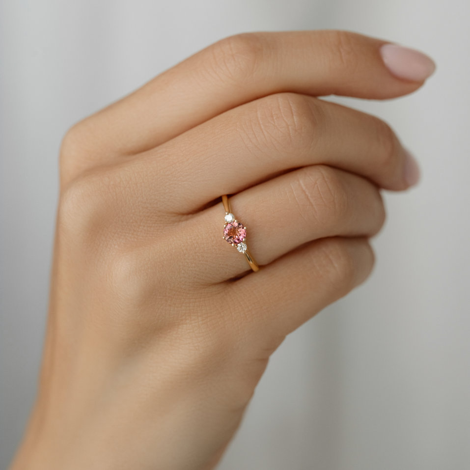 Diamond ring with Tourmaline Midnight Serenity