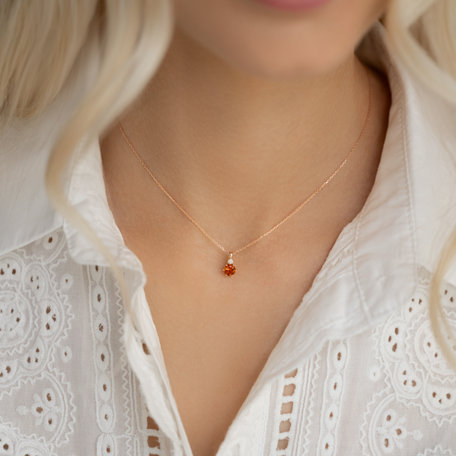 Diamond necklace with Citrine Midnight Serenity