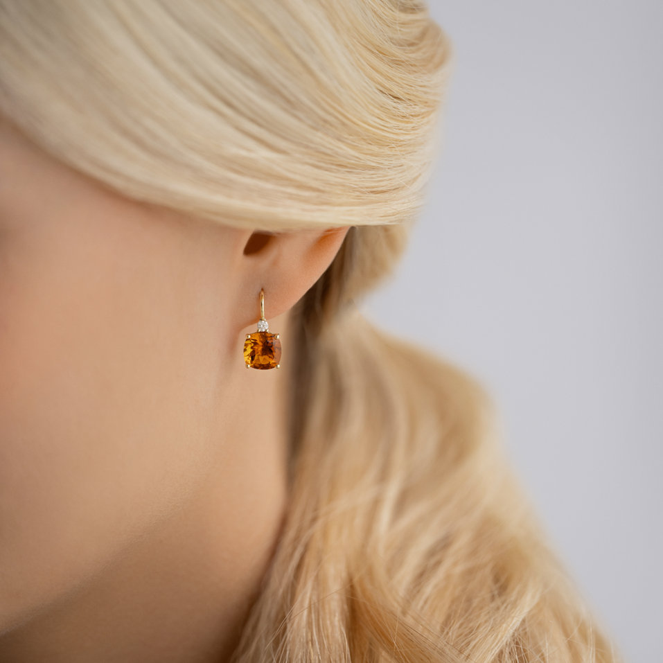 Diamond earrings with Citrine The Countess