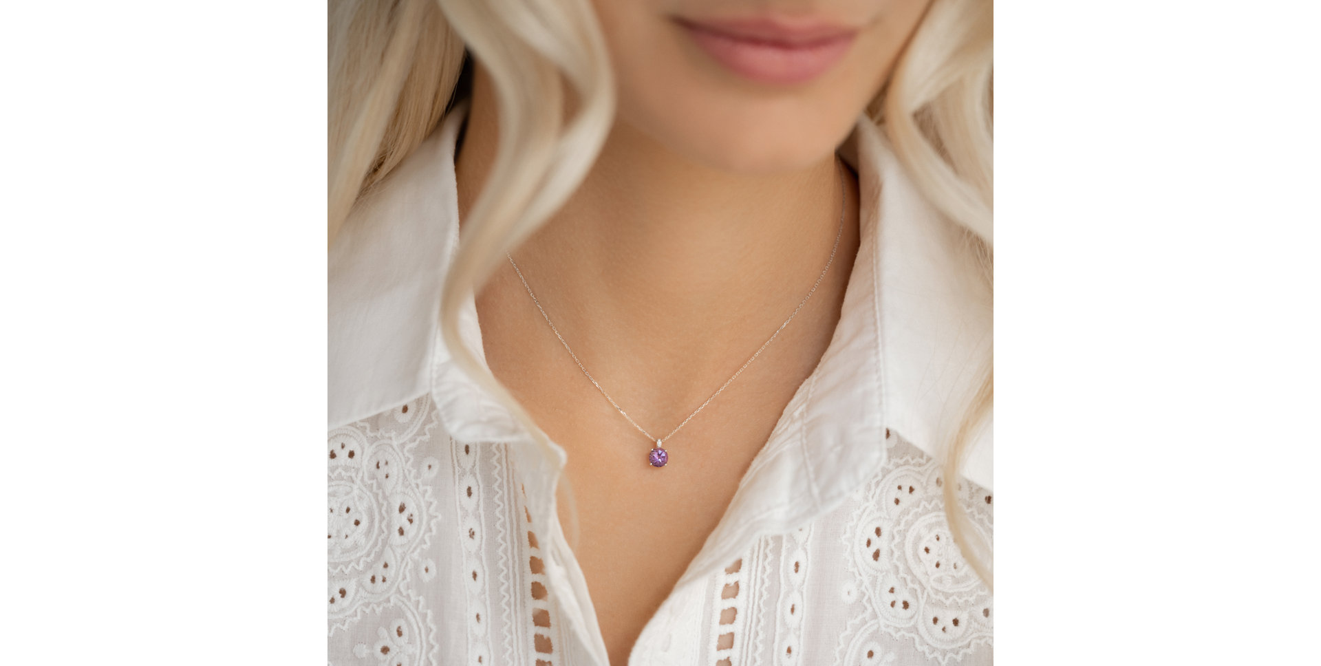 Diamond necklace with Rhodolite Zephyrine