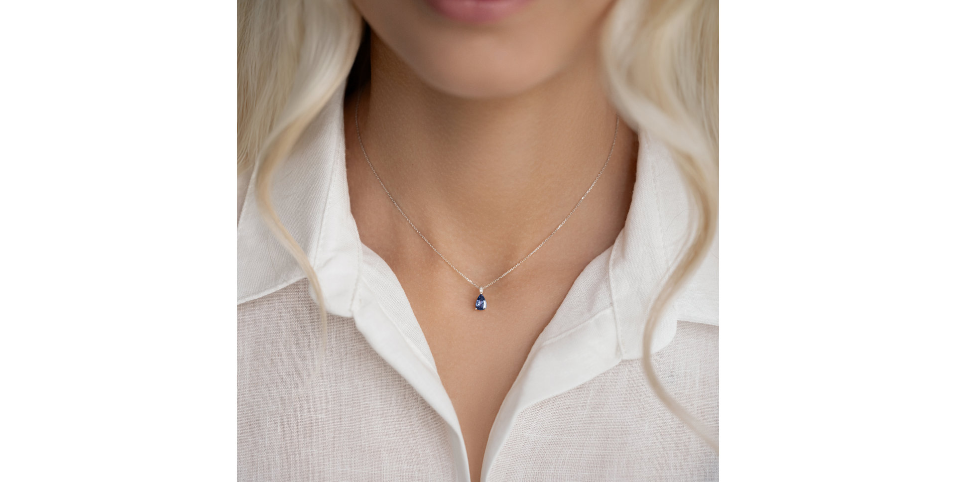 Diamond necklace with Amethyst Teardrop