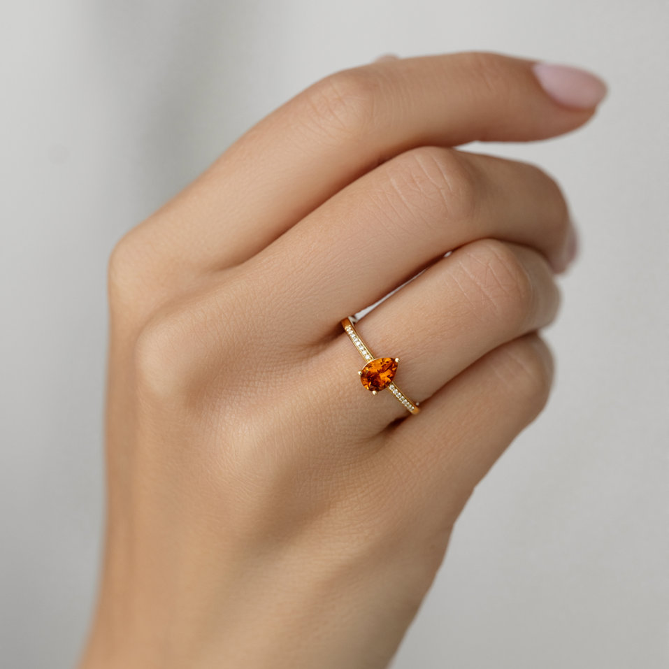 Diamond ring with Topaz Teardrop