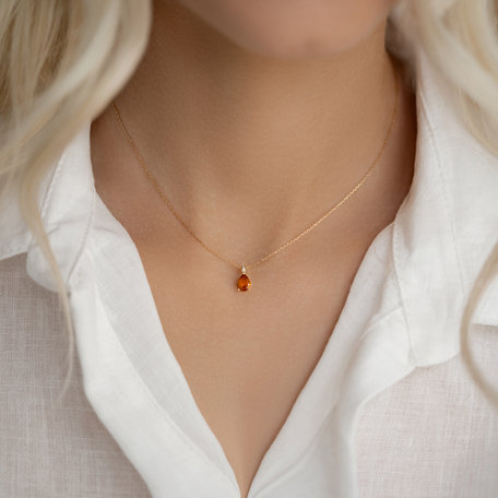 Diamond necklace with Citrine Teardrop